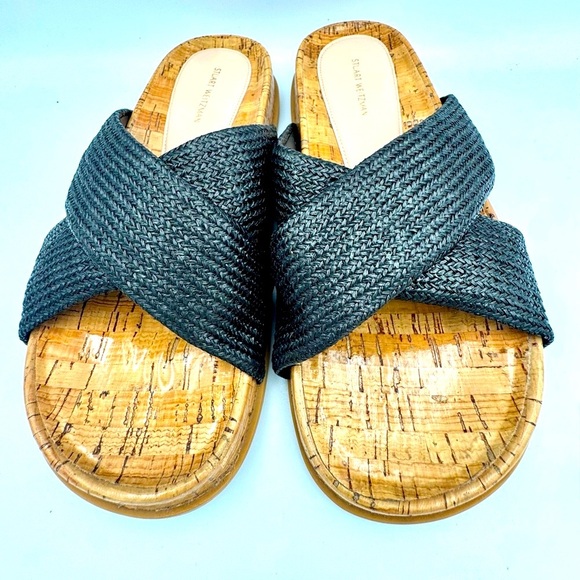 Stuart Weitzman Black Roza Slide Sandals Sz 8.5 - Picture 4 of 8